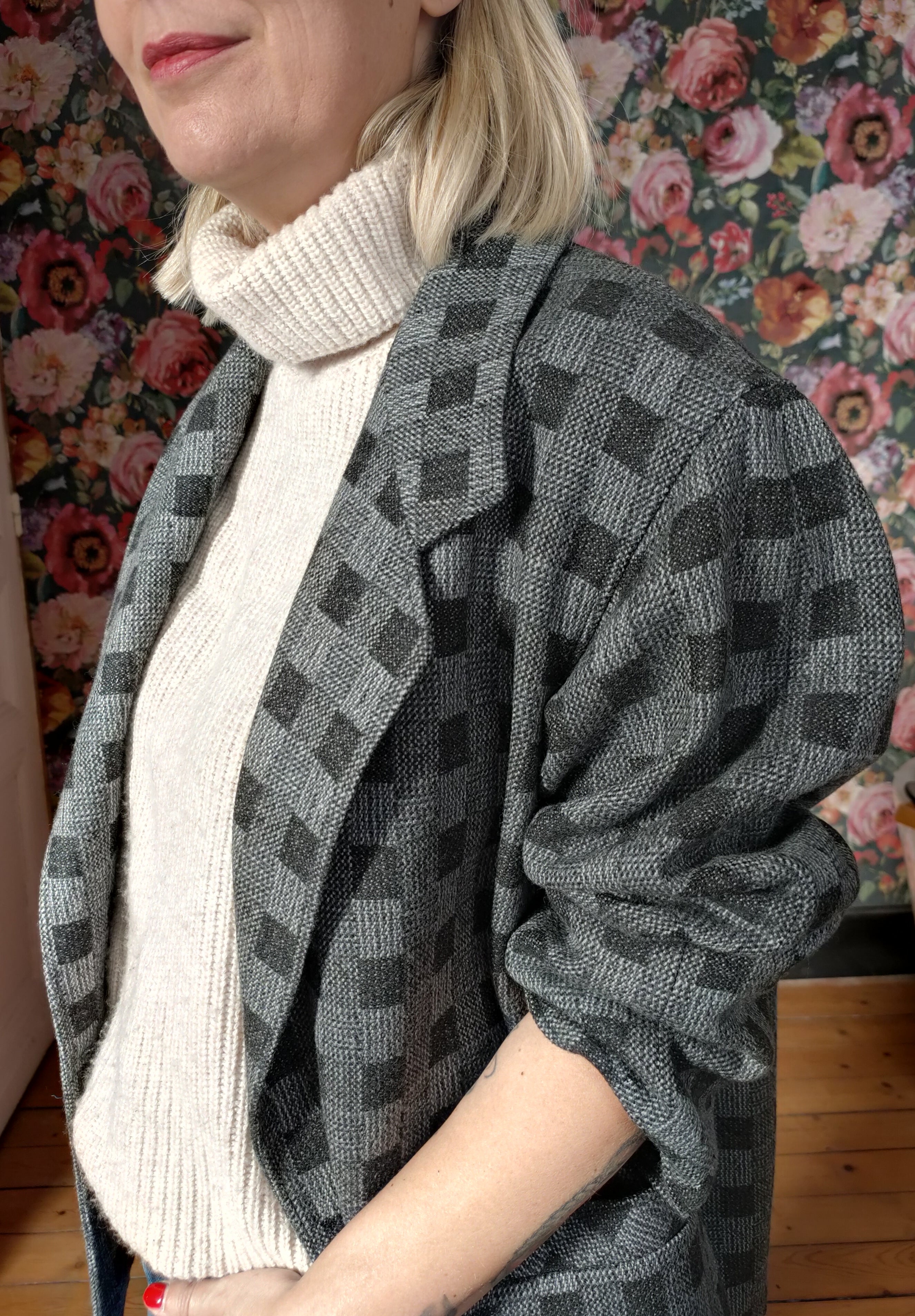 Blazer vintage carreaux ton sur ton